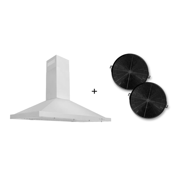 ZLINE 42" Convertible Wall Mount Range Hood in Stainless Steel with Charcoal Filters, KB-CF-42