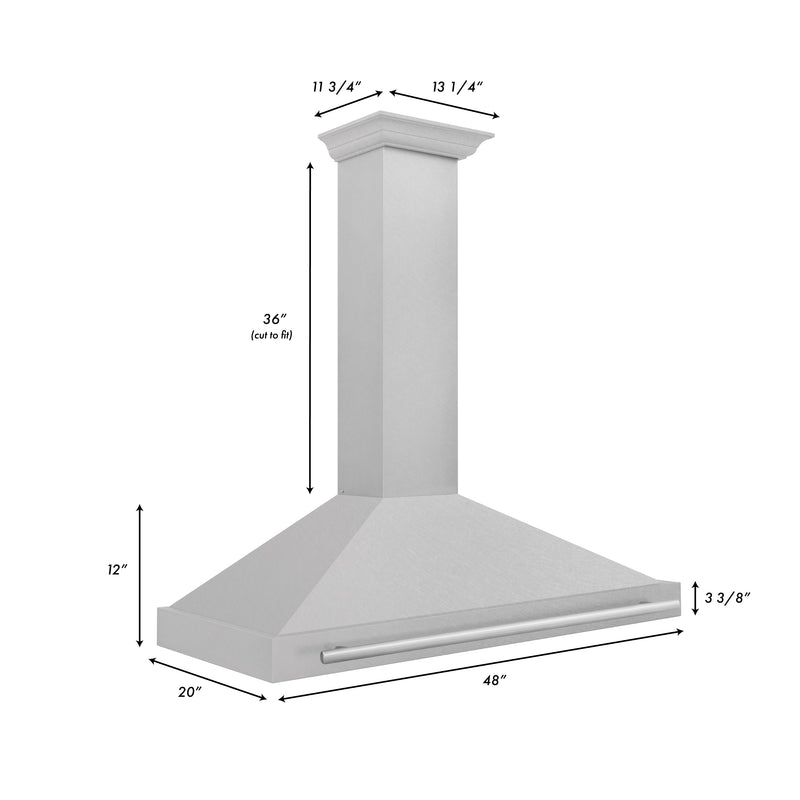 ZLINE 48 Inch DuraSnow® Stainless Steel Range Hood with Stainless Steel Handle, KB4SNX-48