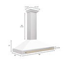 ZLINE 48 Inch Autograph Edition Stainless Steel Range Hood with White Matte Shell and Gold Handle, KB4STZ-WM48-G