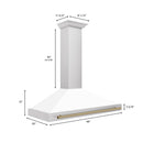 ZLINE 48" Autograph Edition Range Hood in Stainless Steel with White Matte Shell and Champagne Bronze Handle, KB4STZ-WM48-CB