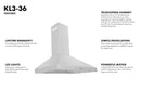 ZLINE 36 in. Convertible Vent Wall Mount Range Hood in Stainless Steel, KL3-36