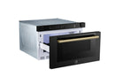 FORNO Espresso Capoliveri 24" 1.2 cu. ft. Built-In Microwave Drawer in Black with Antique Brass Handles, FMWDR3000-24BLK