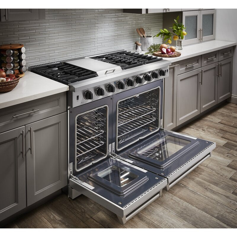 THOR Kitchen 48 in. 6.8 cu. ft. Double Oven Propane Gas Range in Stainless Steel, LRG4807ULP