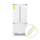 ZLINE Autograph 36" 19.6 cu. ft. Panel Ready Built-in 3-Door French Door Refrigerator with Internal Water and Ice Dispenser with Champagne Bronze Handles, RBIVZ-36-CB