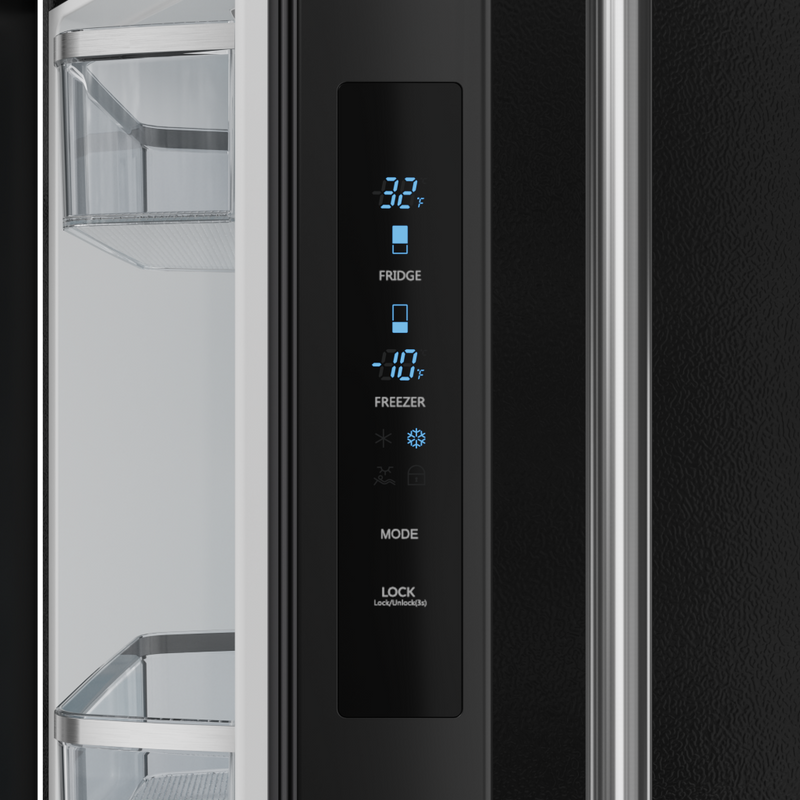 Gordon Ramsay by THOR Kitchen 30" 17.5 cu. ft. French Door Counter Depth Refrigerator with Ice Maker in Matte Black with Stainless Steel Accents, RF3017FFD00-SS