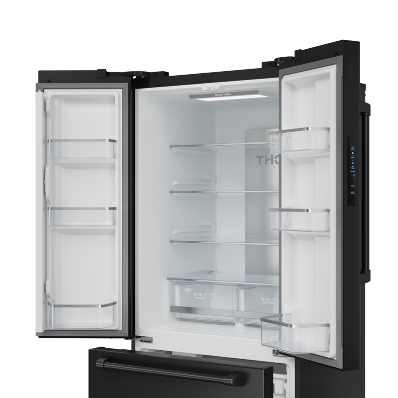 Gordon Ramsay by THOR Kitchen 30" 17.5 cu. ft. French Door Counter Depth Refrigerator with Ice Maker in Matte Black, RF3017FFD00