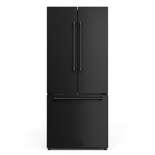 Gordon Ramsay by THOR Kitchen 30" 17.5 cu. ft. French Door Counter Depth Refrigerator with Ice Maker in Matte Black, RF3017FFD00