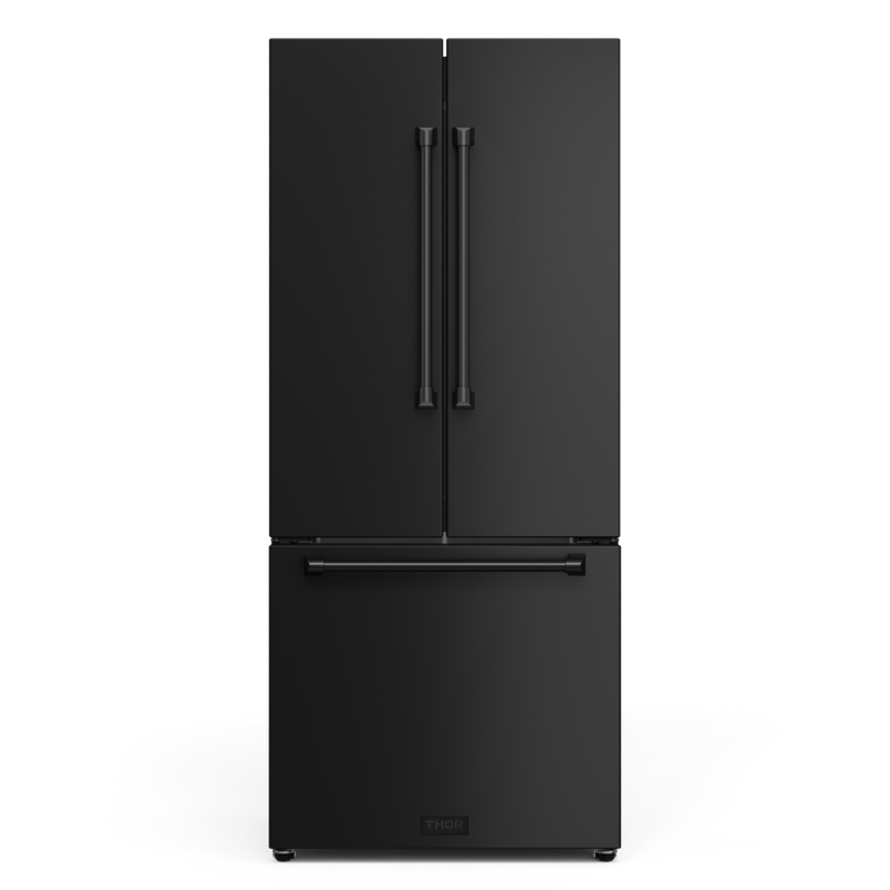 Gordon Ramsay by THOR Kitchen 30" 17.5 cu. ft. French Door Counter Depth Refrigerator with Ice Maker in Matte Black, RF3017FFD00