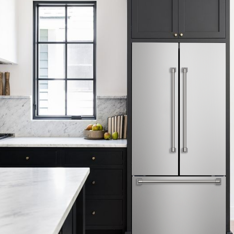 Gordon Ramsay by THOR Kitchen 30" 17.5 cu. ft. French Door Counter Depth Refrigerator with Ice Maker in Stainless Steel, RF3017FFD99