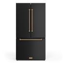 Gordon Ramsay by THOR Kitchen 36" 20.3 cu. ft. French Door Counter Depth Refrigerator with Ice Maker in Matte Black with Bronze Accents, RF3621CTD00-BRZ
