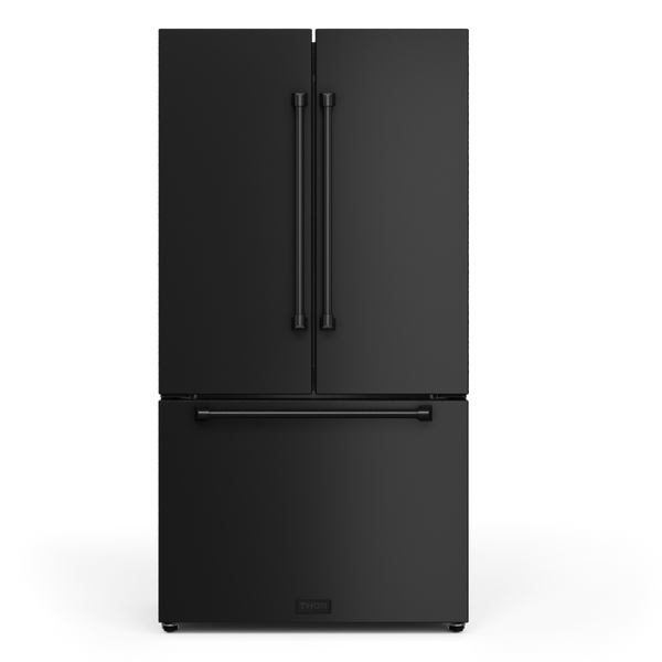 Gordon Ramsay by THOR Kitchen 36" 20.3 cu. ft. French Door Counter Depth Refrigerator with Ice Maker in Matte Black, RF3621CTD00