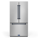 Gordon Ramsay by THOR Kitchen 36" 20.3 cu. ft. French Door Counter Depth Refrigerator with Ice Maker in Stainless Steel with Navy Blue Accents, RF3621CTD99-BLU