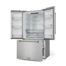 Gordon Ramsay by THOR Kitchen 36" 20.3 cu. ft. French Door Counter Depth Refrigerator with Ice Maker in Stainless Steel with Bronze Accents, RF3621CTD99-BRZ