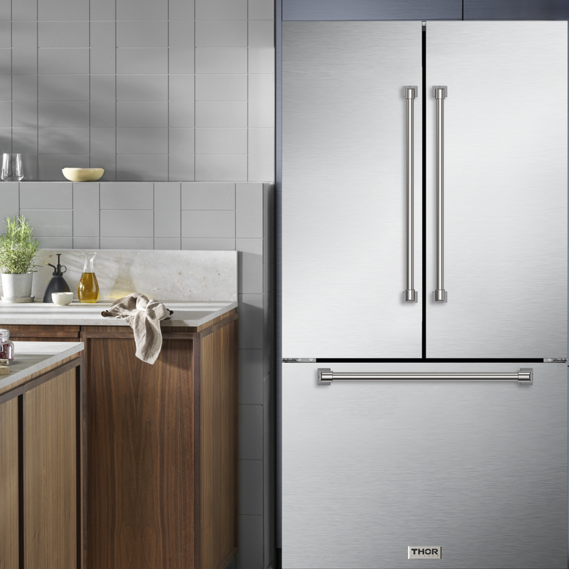 Gordon Ramsay by THOR Kitchen 36" 20.3 cu. ft. French Door Counter Depth Refrigerator with Ice Maker in Stainless Steel, RF3621CTD99