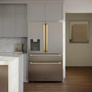 ZLINE 36 In. Autograph French Door Refrigerator with Water and Ice Dispenser in Fingerprint Resistant Stainless Steel with Gold Accents, RFMZ-W-36-G