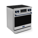 Gordon Ramsay by THOR Kitchen 30" 4.55 cu. ft. Professional Electric Range with Tilt Panel Touch Control, Self-Clean and Air Fry in Stainless Steel with Navy Blue Accents, RSE30-BLU