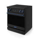 Gordon Ramsay by THOR Kitchen 30" 4.55 cu. ft. Professional Electric Range with Tilt Panel Touch Control, Self-Clean and Air Fry in Matte Black with Navy Blue Accents, RSE30B-BLU