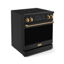 Gordon Ramsay by THOR Kitchen 30" 4.55 cu. ft. Professional Electric Range with Tilt Panel Touch Control, Self-Clean and Air Fry in Matte Black with Bronze Accents, RSE30B-BRZ