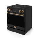 Gordon Ramsay by THOR Kitchen 30" 4.55 cu. ft. Professional Electric Range with Tilt Panel Touch Control, Self-Clean and Air Fry in Matte Black with Bronze Accents, RSE30B-BRZ