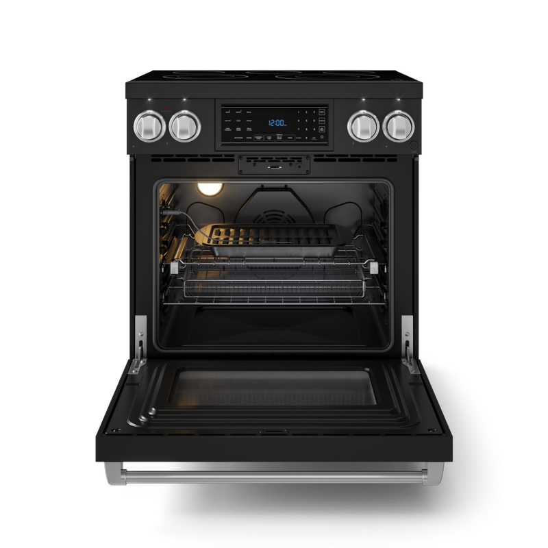 Gordon Ramsay by THOR Kitchen 30" 4.55 cu. ft. Professional Electric Range with Tilt Panel Touch Control, Self-Clean and Air Fry in Matte Black with Stainless Steel Accents, RSE30B-SS