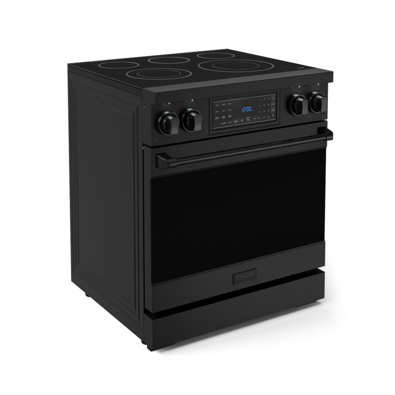 Gordon Ramsay by THOR Kitchen 30" 4.55 cu. ft. Professional Electric Range with Tilt Panel Touch Control, Self-Clean and Air Fry in Matte Black, RSE30B