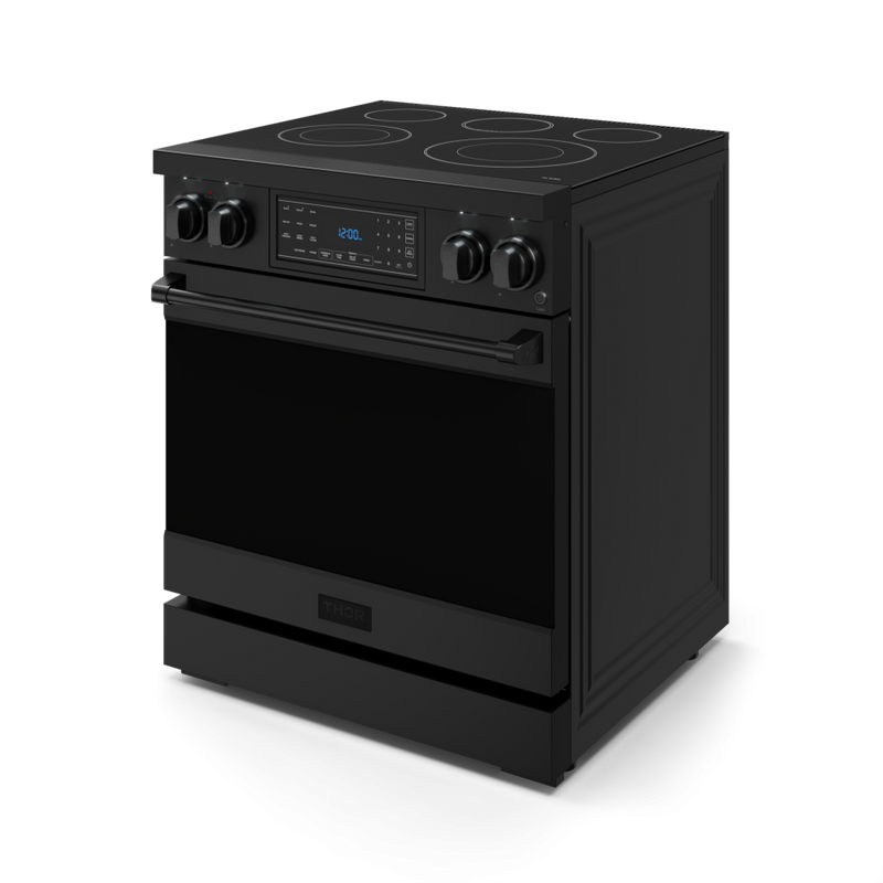 Gordon Ramsay by THOR Kitchen 30" 4.55 cu. ft. Professional Electric Range with Tilt Panel Touch Control, Self-Clean and Air Fry in Matte Black, RSE30B