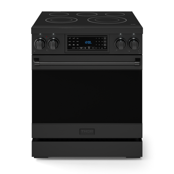 Gordon Ramsay by THOR Kitchen 30" 4.55 cu. ft. Professional Electric Range with Tilt Panel Touch Control, Self-Clean and Air Fry in Matte Black, RSE30B