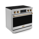 Gordon Ramsay by THOR Kitchen 36" 6.0 cu. ft. Professional Electric Range with Tilt Panel Touch Control, Self-Clean and Air Fry in Stainless Steel with Bronze Accents, RSE36-BRZ