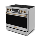 Gordon Ramsay by THOR Kitchen 36" 6.0 cu. ft. Professional Electric Range with Tilt Panel Touch Control, Self-Clean and Air Fry in Stainless Steel with Bronze Accents, RSE36-BRZ