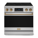 Gordon Ramsay by THOR Kitchen 36" 6.0 cu. ft. Professional Electric Range with Tilt Panel Touch Control, Self-Clean and Air Fry in Stainless Steel with Bronze Accents, RSE36-BRZ