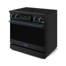 Gordon Ramsay by THOR Kitchen 36" 6.0 cu. ft. Professional Electric Range with Tilt Panel Touch Control, Self-Clean and Air Fry in Matte Black with Navy Blue Accents, RSE36B-BLU