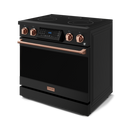 Gordon Ramsay by THOR Kitchen 36" 6.0 cu. ft. Professional Electric Range with Tilt Panel Touch Control, Self-Clean and Air Fry in Matte Black with Rose Gold Accents, RSE36B-RSG