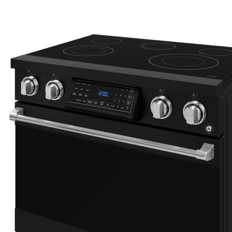 Gordon Ramsay by THOR Kitchen 36" 6.0 cu. ft. Professional Electric Range with Tilt Panel Touch Control, Self-Clean and Air Fry in Matte Black with Stainless Steel Accents, RSE36B-SS