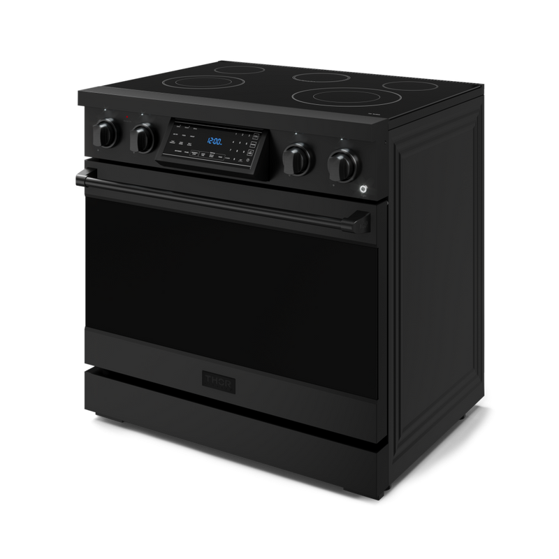 Gordon Ramsay by THOR Kitchen 36" 6.0 cu. ft. Professional Electric Range with Tilt Panel Touch Control, Self-Clean and Air Fry in Matte Black, RSE36B