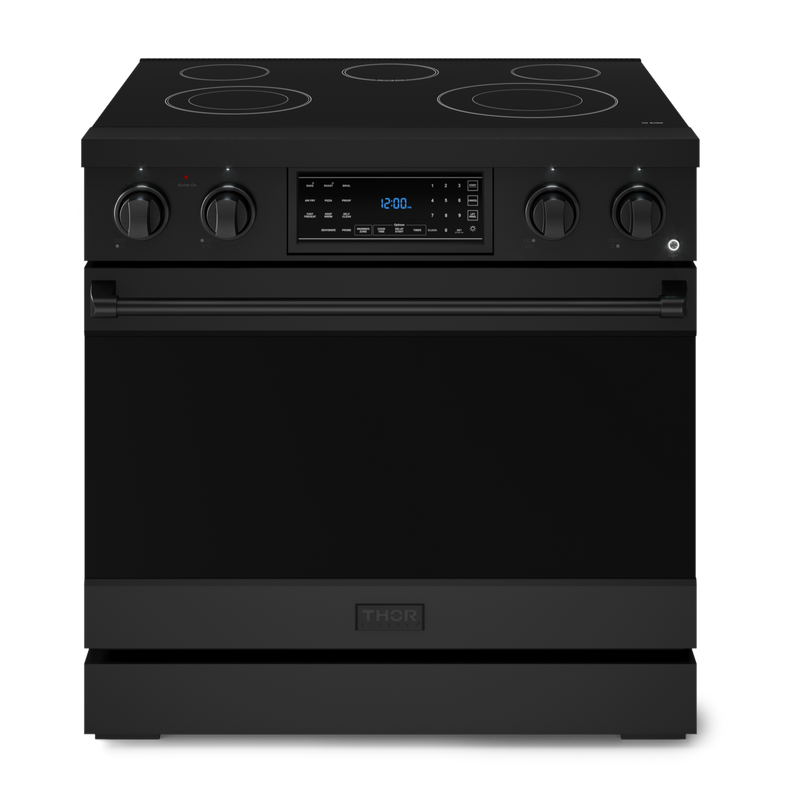 Gordon Ramsay by THOR Kitchen 36" 6.0 cu. ft. Professional Electric Range with Tilt Panel Touch Control, Self-Clean and Air Fry in Matte Black, RSE36B