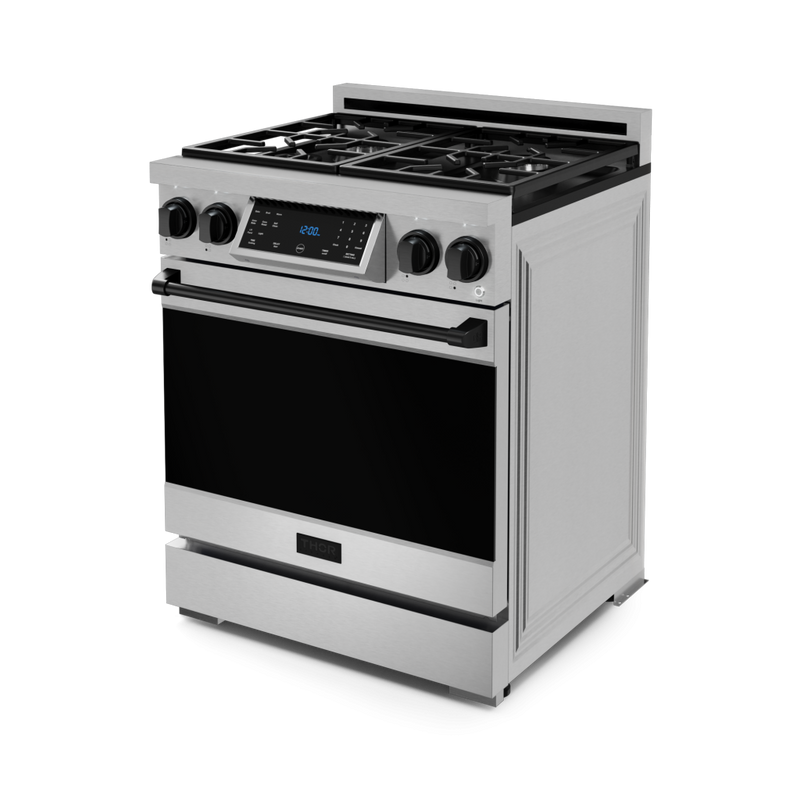 Gordon Ramsay by THOR Kitchen 30" 4.55 cu. ft. Professional Natural Gas Range with Tilt Panel Touch Control and Self-Clean in Stainless Steel with Black Accents, RSG30-BLK