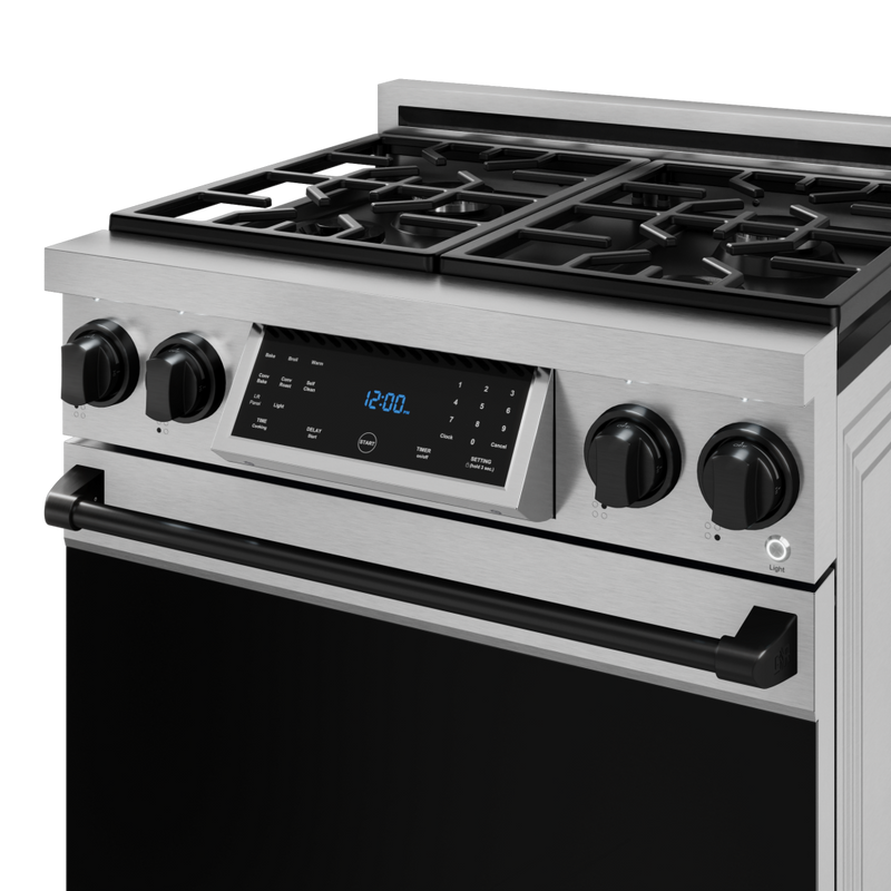 Gordon Ramsay by THOR Kitchen 30" 4.55 cu. ft. Professional Natural Gas Range with Tilt Panel Touch Control and Self-Clean in Stainless Steel with Black Accents, RSG30-BLK