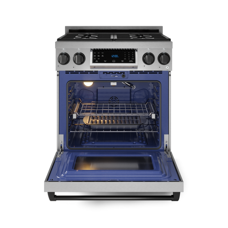 Gordon Ramsay by THOR Kitchen 30" 4.55 cu. ft. Professional Natural Gas Range with Tilt Panel Touch Control and Self-Clean in Stainless Steel with Black Accents, RSG30-BLK