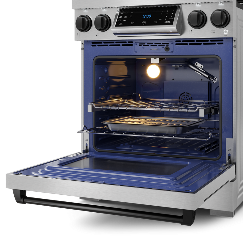 Gordon Ramsay by THOR Kitchen 30" 4.55 cu. ft. Professional Natural Gas Range with Tilt Panel Touch Control and Self-Clean in Stainless Steel with Black Accents, RSG30-BLK