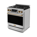 Gordon Ramsay by THOR Kitchen 30" 4.55 cu. ft. Professional Propane Gas Range with Tilt Panel Touch Control and Self-Clean in Stainless Steel with Bronze Accents, RSG30LP-BRZ