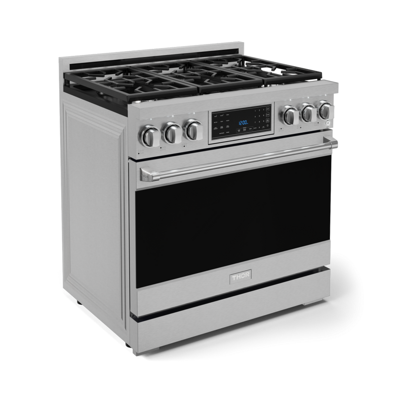 Gordon Ramsay by THOR Kitchen 36" 6.0 cu. ft. Professional Propane Gas Range with Tilt Panel Touch Control, Self-Clean and Air Fry in Stainless Steel, RSG36LP