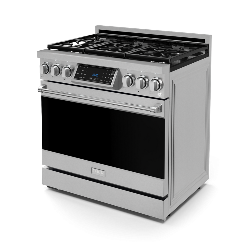 Gordon Ramsay by THOR Kitchen 36" 6.0 cu. ft. Professional Propane Gas Range with Tilt Panel Touch Control, Self-Clean and Air Fry in Stainless Steel, RSG36LP