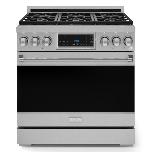 Gordon Ramsay by THOR Kitchen 36" 6.0 cu. ft. Professional Propane Gas Range with Tilt Panel Touch Control, Self-Clean and Air Fry in Stainless Steel, RSG36LP