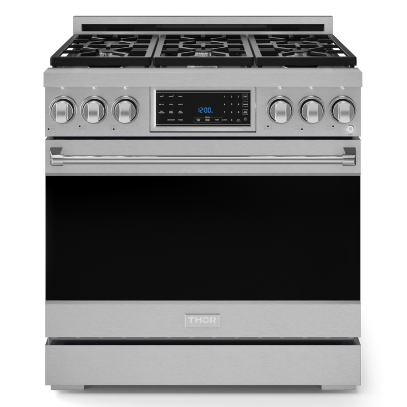 Gordon Ramsay by THOR Kitchen 36" 6.0 cu. ft. Professional Propane Gas Range with Tilt Panel Touch Control, Self-Clean and Air Fry in Stainless Steel, RSG36LP