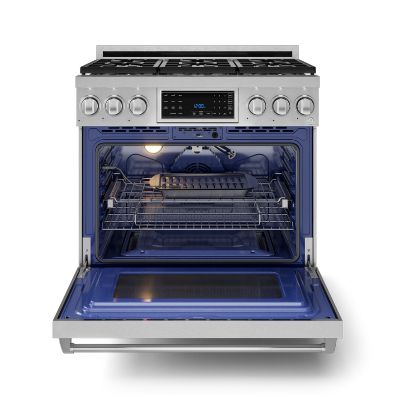 Gordon Ramsay by THOR Kitchen 36" 6.0 cu. ft. Professional Propane Gas Range with Tilt Panel Touch Control, Self-Clean and Air Fry in Stainless Steel, RSG36LP