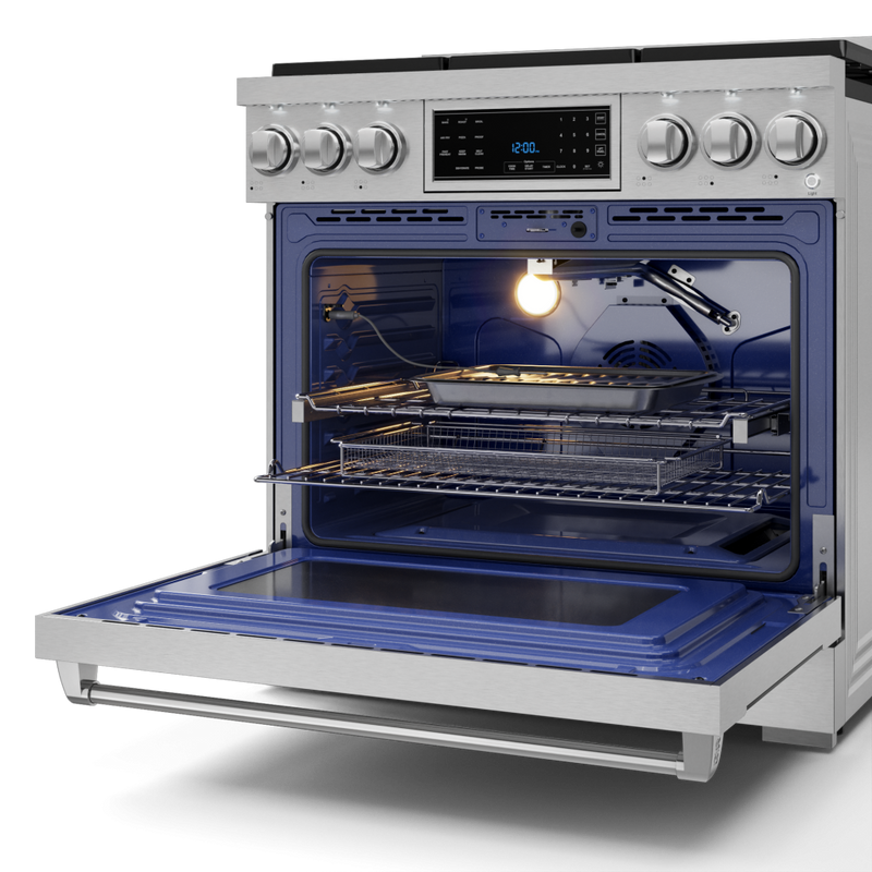 Gordon Ramsay by THOR Kitchen 36" 6.0 cu. ft. Professional Propane Gas Range with Tilt Panel Touch Control, Self-Clean and Air Fry in Stainless Steel, RSG36LP