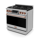 Gordon Ramsay by THOR Kitchen 36" 6.0 cu. ft. Professional Natural Gas Range with Tilt Panel Touch Control, Self-Clean and Air Fry in Stainless Steel with Rose Gold Accents, RSG36-RSG