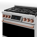 Gordon Ramsay by THOR Kitchen 36" 6.0 cu. ft. Professional Natural Gas Range with Tilt Panel Touch Control, Self-Clean and Air Fry in Stainless Steel with Rose Gold Accents, RSG36-RSG