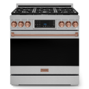 Gordon Ramsay by THOR Kitchen 36" 6.0 cu. ft. Professional Natural Gas Range with Tilt Panel Touch Control, Self-Clean and Air Fry in Stainless Steel with Rose Gold Accents, RSG36-RSG