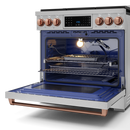 Gordon Ramsay by THOR Kitchen 36" 6.0 cu. ft. Professional Natural Gas Range with Tilt Panel Touch Control, Self-Clean and Air Fry in Stainless Steel with Rose Gold Accents, RSG36-RSG